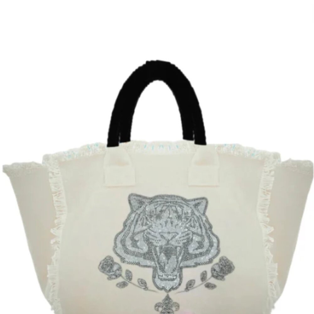 Tiger Fringe Canvas Bag